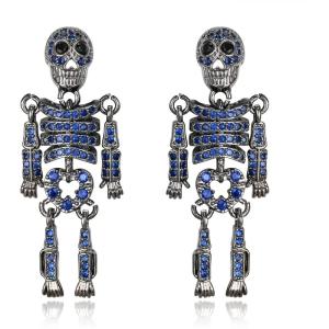 imageBriLove Halloween Costume Gothic Skeleton Spooky Skull Dangle Earrings Animal CZ Crystal Rhinestone Earring for Women Cosplay Party PromBlue BlackTone