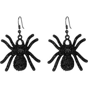 imageBriLove Halloween Costume Spiders Animal Crystal Rhinestone Gothic Tarantula Hook Dangle Earrings for Women Cosplay Party Prom Black BlackTone
