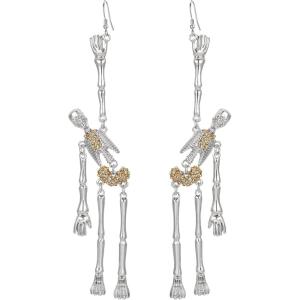 imageBriLove Halloween Gothic Skeleton Spooky Skull Dangle Earrings Bling Rhinestone Jewelry Gift for PartyChampagne SilverTone