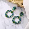 imageBriLove Wedding Bridal Sparkling Crystal Teardrop Marquise Circle Hoop Dangle Earrings for Women Party PromBlue Topaz GoldTone