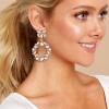 imageBriLove Wedding Bridal Sparkling Crystal Teardrop Marquise Circle Hoop Dangle Earrings for Women Party PromChampagne Color GoldTone