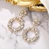 imageBriLove Wedding Bridal Sparkling Crystal Teardrop Marquise Circle Hoop Dangle Earrings for Women Party PromClear GoldTone