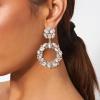 imageBriLove Wedding Bridal Sparkling Crystal Teardrop Marquise Circle Hoop Dangle Earrings for Women Party PromClear GoldTone