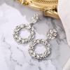 imageBriLove Wedding Bridal Sparkling Crystal Teardrop Marquise Circle Hoop Dangle Earrings for Women Party PromClear SilverTone