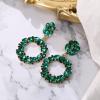 imageBriLove Wedding Bridal Sparkling Crystal Teardrop Marquise Circle Hoop Dangle Earrings for Women Party PromEmerald Color GoldTone