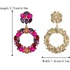 imageBriLove Wedding Bridal Sparkling Crystal Teardrop Marquise Circle Hoop Dangle Earrings for Women Party PromFuchsia GoldTone