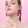 imageBriLove Wedding Bridal Sparkling Crystal Teardrop Marquise Circle Hoop Dangle Earrings for Women Party PromFuchsia GoldTone