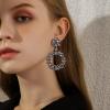 imageBriLove Wedding Bridal Sparkling Crystal Teardrop Marquise Circle Hoop Dangle Earrings for Women Party PromGrey SilverTone