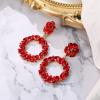 imageBriLove Wedding Bridal Sparkling Crystal Teardrop Marquise Circle Hoop Dangle Earrings for Women Party PromRuby Color GoldTone