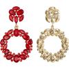 imageBriLove Wedding Bridal Sparkling Crystal Teardrop Marquise Circle Hoop Dangle Earrings for Women Party PromRuby Color GoldTone