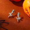 imageBriLove Gothic Stylish Snake Stud Earrings for Costume Shiny Cubic Zirconia Halloween Jewelry Women Cosplay Party AccessoriesClear SilverTone