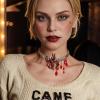 imageBriLove Halloween Spider Necklace for Women Costume Gothic Shiny Rhinestone Enemal Strand Choker Statement Necklaces Jewelry for Cosplay Party Prom Accessory Ruby Color