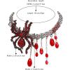 imageBriLove Halloween Spider Necklace for Women Costume Gothic Shiny Rhinestone Enemal Strand Choker Statement Necklaces Jewelry for Cosplay Party Prom Accessory Ruby Color