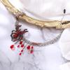 imageBriLove Halloween Spider Necklace for Women Costume Gothic Shiny Rhinestone Enemal Strand Choker Statement Necklaces Jewelry for Cosplay Party Prom Accessory Ruby Color