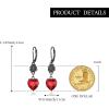 imageBriLove Halloween Vintage Gothic Earrings for WomenShiny Rhinestone Rose Flower Red Heart Leveback Earrings Vampire Costume Cosplay Party Prom AccessoriesRose Flower