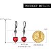 imageBriLove Halloween Vintage Gothic Earrings for WomenShiny Rhinestone Rose Flower Red Heart Leveback Earrings Vampire Costume Cosplay Party Prom AccessoriesRed Heart