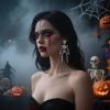 imageBriLove Halloween Vintage Punk Skull Earrings for WomenCostume Gothic Sparkling Rhinestone Dangle Drop Earring for Cosplay Party Prom AccessoryClear SilverTone