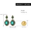 imageBriLove Victorian Style Statement Dangle Pierced Earrings for WomenStunning Shiny Crystal Inspired Emerald Cut Earring for Costume Party Prom Jewelry AcessoriesEmerald Color AntiqueGoldTone