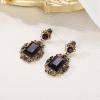 imageBriLove Victorian Style Statement Dangle Pierced Earrings for WomenStunning Shiny Crystal Inspired Emerald Cut Earring for Costume Party Prom Jewelry AcessoriesAmethyst Color AntiqueGoldTone