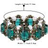 imageBriLove Womens Victorian Style Crystal Simulated Pearl Multi Floral Cameo Inspired Oval Stretch BraceletEmerald Color AntiqueGoldTone