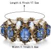imageBriLove Womens Victorian Style Crystal Simulated Pearl Multi Floral Cameo Inspired Oval Stretch BraceletLight Blue AntiqueGoldTone