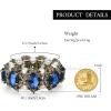 imageBriLove Womens Victorian Style Crystal Simulated Pearl Multi Floral Cameo Inspired Oval Stretch BraceletNavy Blue AntiqueGoldTone