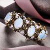 imageBriLove Womens Victorian Style Crystal Simulated Pearl Multi Floral Cameo Inspired Oval Stretch BraceletOpal Color AntiqueGoldTone