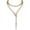 imageBriLove Gothic Punk Flexible Snake Choker Strand Necklace for Costume Shiny Rhinestones Halloween Adjustable Body Waist Chains Jewelry Women Party Accessories02Clear GoldTone