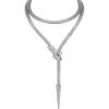 imageBriLove Gothic Punk Flexible Snake Choker Strand Necklace for Costume Shiny Rhinestones Halloween Adjustable Body Waist Chains Jewelry Women Party Accessories01Clear SilverTone
