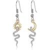 imageBriLove Gothic Punk Sun Moon Snake Animal Hook Dangle Earrings for Women Costume Party Prom AccessoriesSilverTone