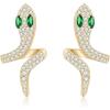 imageBriLove Gothic Stylish Snake Stud Earrings for Costume Shiny Cubic Zirconia Halloween Jewelry Women Cosplay Party AccessoriesClear GoldTone