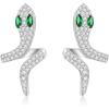 imageBriLove Gothic Stylish Snake Stud Earrings for Costume Shiny Cubic Zirconia Halloween Jewelry Women Cosplay Party AccessoriesClear SilverTone