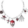 imageBriLove Halloween Vintage Punk Skull Spider Necklace for Women Costume Gothic Enemal Strand Collar Statement Necklaces Jewelry for Cosplay Party Prom AccessoryRuby Color