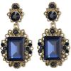 imageBriLove Victorian Style Statement Dangle Pierced Earrings for WomenStunning Shiny Crystal Inspired Emerald Cut Earring for Costume Party Prom Jewelry AcessoriesSapphire Color AntiqueGoldTone