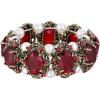 imageBriLove Womens Victorian Style Crystal Simulated Pearl Multi Floral Cameo Inspired Oval Stretch BraceletRuby Color AntiqueGoldTone