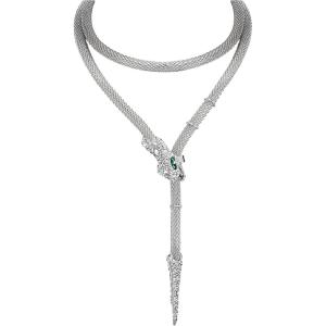 imageBriLove Gothic Punk Flexible Snake Choker Strand Necklace for Costume Shiny Rhinestones Halloween Adjustable Body Waist Chains Jewelry Women Party Accessories01Clear SilverTone
