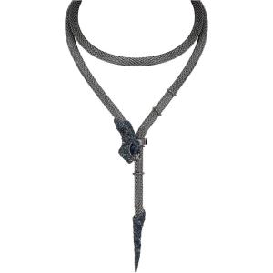 imageBriLove Gothic Punk Flexible Snake Choker Strand Necklace for Costume Shiny Rhinestones Halloween Adjustable Body Waist Chains Jewelry Women Party Accessories03Blue BlackTone