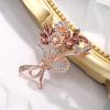 imageBriLove Bouquet Brooches for Women Rhinestone Marquise Brooch PinPurple RoseGoldTone
