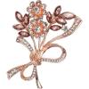 imageBriLove Bouquet Brooches for Women Rhinestone Marquise Brooch PinPurple RoseGoldTone