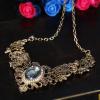 imageBriLove Womens Vintage Inspired Crystal Floral Scroll Statement NecklaceAntiqued GoldTone