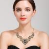 imageBriLove Womens Vintage Inspired Crystal Floral Scroll Statement NecklaceAntiqued GoldTone
