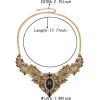 imageBriLove Womens Vintage Inspired Crystal Floral Scroll Statement NecklaceAntiqued GoldTone