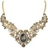 imageBriLove Womens Vintage Inspired Crystal Floral Scroll Statement NecklaceAntiqued GoldTone