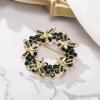 imageBriLove Fashion Stunning Crystal Rhinestone Animal Butterfly Flower Wreath Brooch Pins for Women Wedding Party PromEmerald Color GoldTone