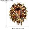 imageBriLove Women s Elegant Stunning Crystal Rhinestone Marquise Emerald Cut Leaf Knot Bouquet Brooch Pin for Party PromBrown GoldTone
