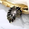 imageBriLove Women s Elegant Stunning Crystal Rhinestone Marquise Leaf Oval Bouquet Brooch Pin for Party PromBlack AntiqueGoldtone