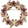 imageBriLove Fashion Stunning Crystal Rhinestone Animal Butterfly Flower Wreath Brooch Pins for Women Wedding Party PromPurple GoldTone