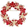 imageBriLove Fashion Stunning Crystal Rhinestone Animal Butterfly Flower Wreath Brooch Pins for Women Wedding Party PromRuby Color GoldTone