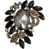 imageBriLove Women s Elegant Stunning Crystal Rhinestone Marquise Leaf Oval Bouquet Brooch Pin for Party PromBlack AntiqueGoldtone