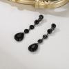 imageBriLove Clipon Earrings for WomenGorgeous Shiny Rhinestones Teardrop Chandelier Long Dangle Earring for Wedding Party Prom Jewelry AccessoriesBlack BlackTone